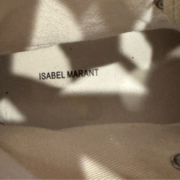 ISABEL MARANT Benkeen High Top Sneaker Cream Black Logo Size 5.5 EUC - Picture 4 of 11